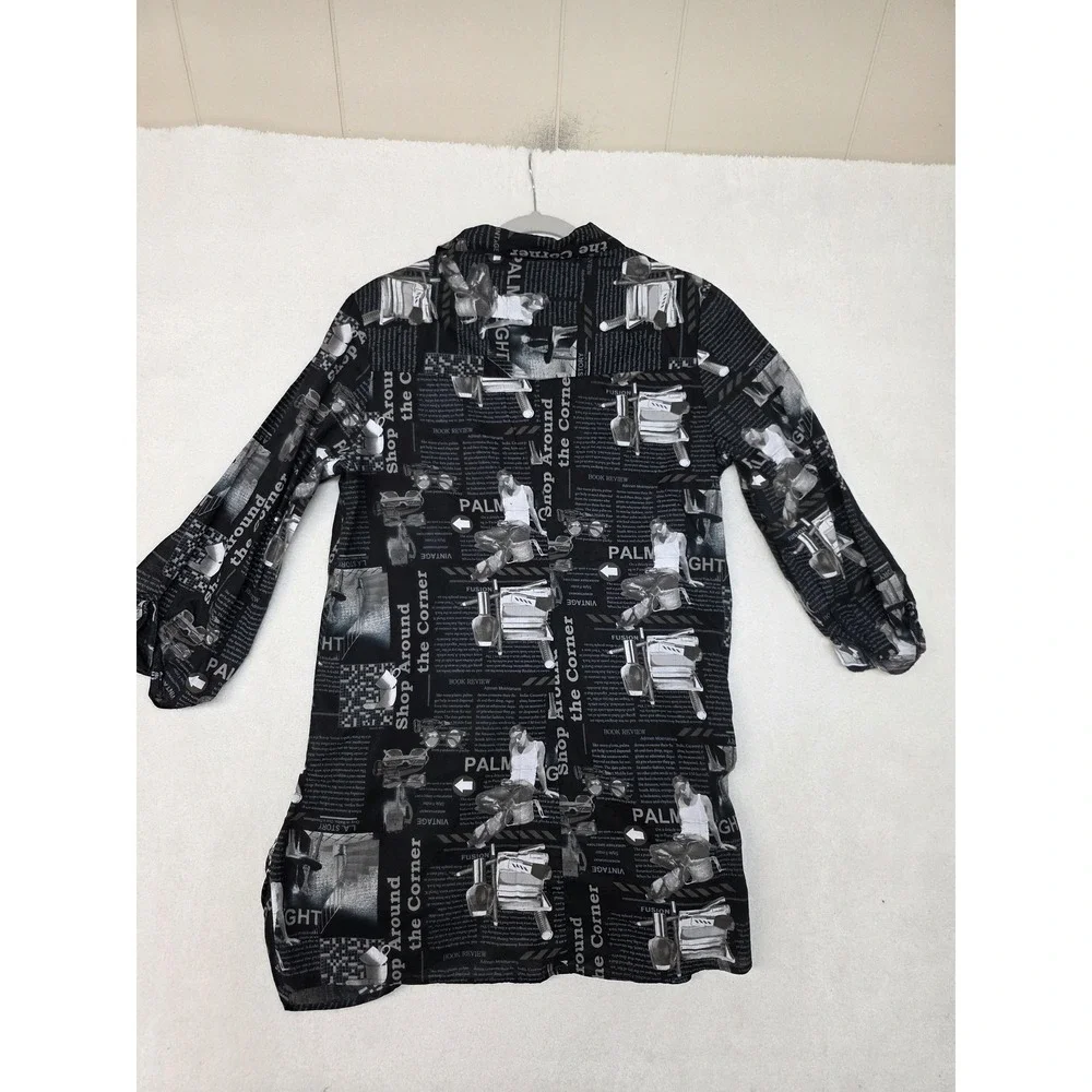 Moonlight‎ Y&S Fashion Design Dress Womens Medium Tunic Newspaper Shirt Tunic